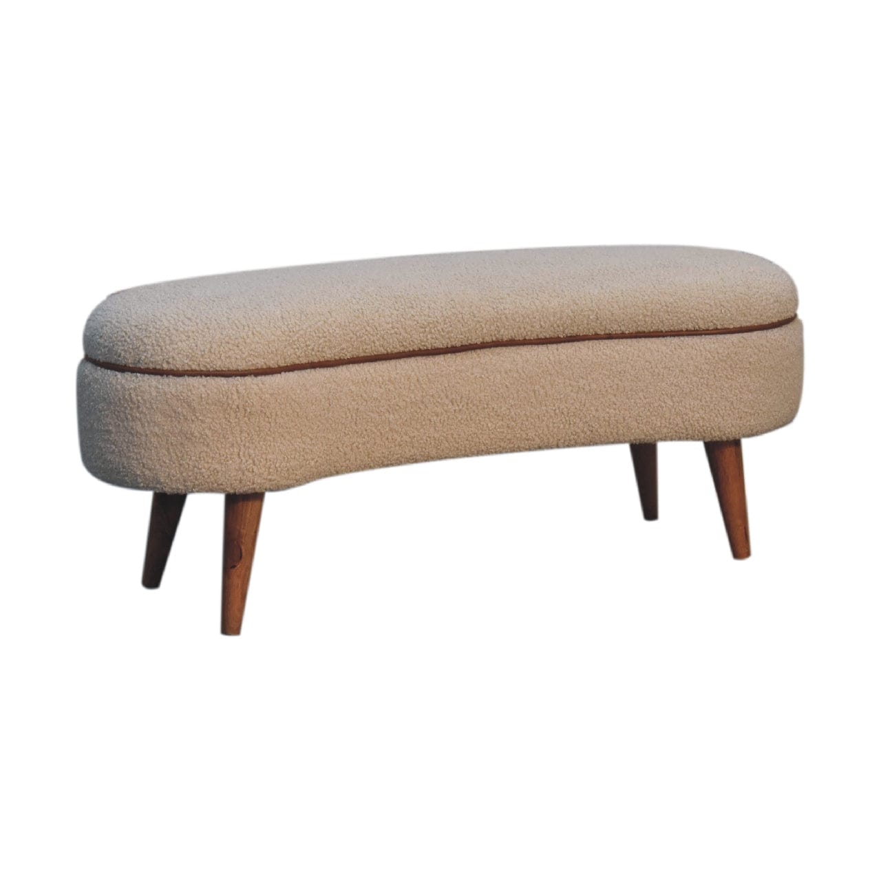 Mid-Century Modern Serenity Bench - Solid Mango Wood Seating Furniture for Entryway - product view 3 showing handcrafted...