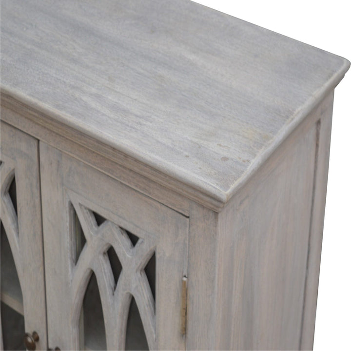 Mid-Century Modern Sideboard - Solid Mango Wood Buffet Cabinet for Dining Room - product view 3 showing handcrafted solid...
