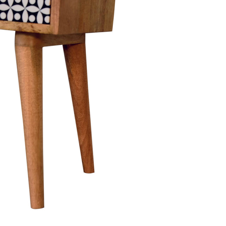 Mid-Century Modern Sierra Nightstand - Solid Mango Wood Bedside Table for Bedroom - product view 7 showing handcrafted...