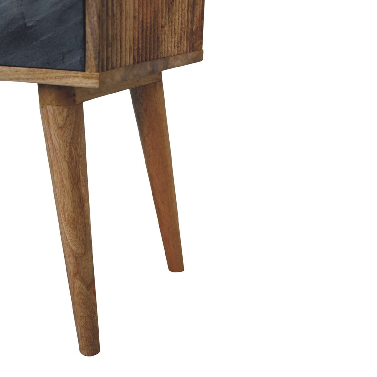 Mid-Century Modern Slade Nightstand - Solid Mango Wood Bedside Table for Bedroom - product view 7 showing handcrafted...