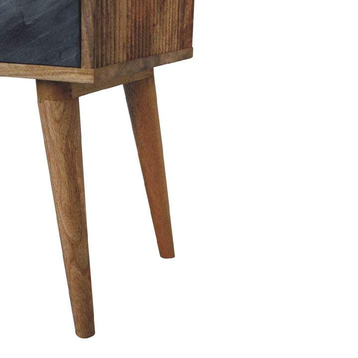 Mid-Century Modern Slade Nightstand - Solid Mango Wood Bedside Table for Bedroom - product view 7 showing handcrafted...
