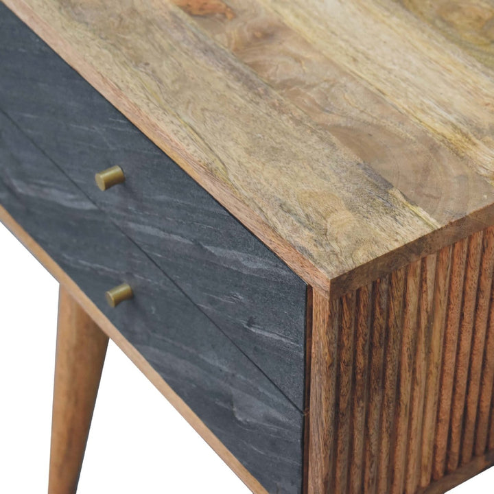Mid-Century Modern Slade Nightstand - Solid Mango Wood Bedside Table for Bedroom - product view 5 showing handcrafted...