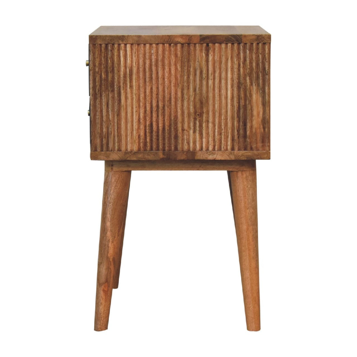 Mid-Century Modern Slade Nightstand - Solid Mango Wood Bedside Table for Bedroom - product view 8 showing handcrafted...