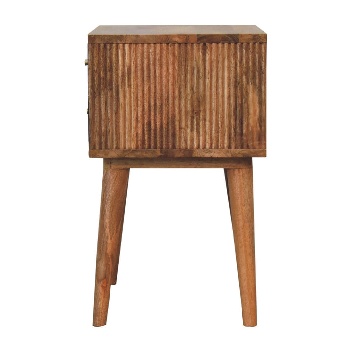 Mid-Century Modern Slade Nightstand - Solid Mango Wood Bedside Table for Bedroom - product view 8 showing handcrafted...