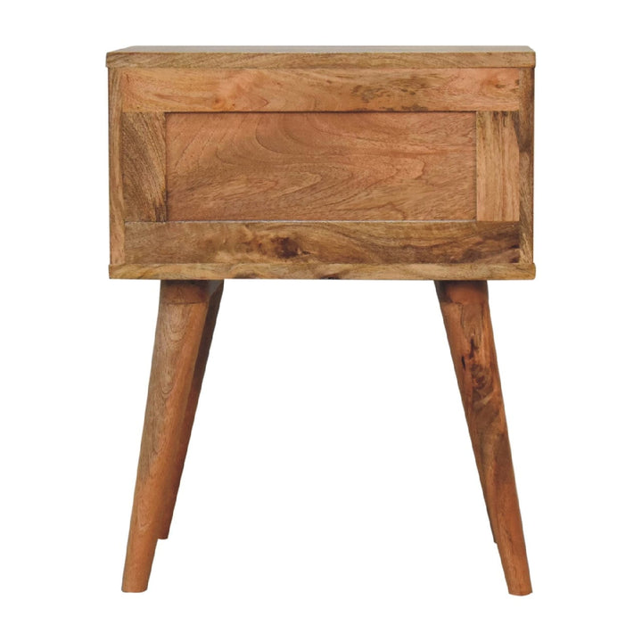 Mid-Century Modern Slade Nightstand - Solid Mango Wood Bedside Table for Bedroom - product view 9 showing handcrafted...