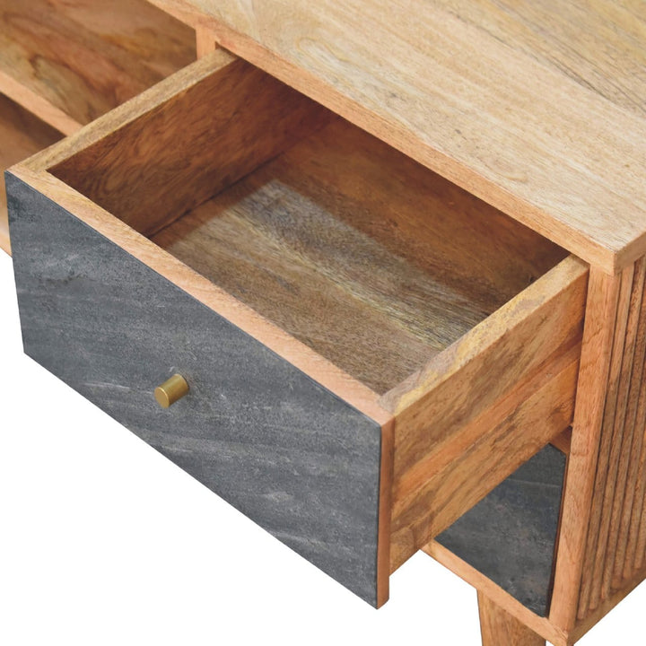 Mid-Century Modern Slade TV Stand - Solid Mango Wood Entertainment Center for Living Room - product view 5 showing...