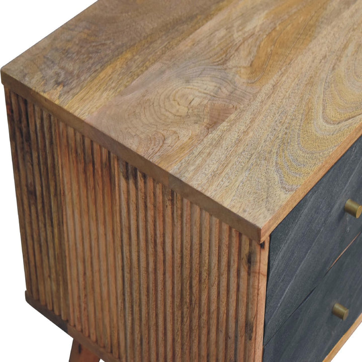 Mid-Century Modern Slade TV Stand - Solid Mango Wood Entertainment Center for Living Room - product view 4 showing...