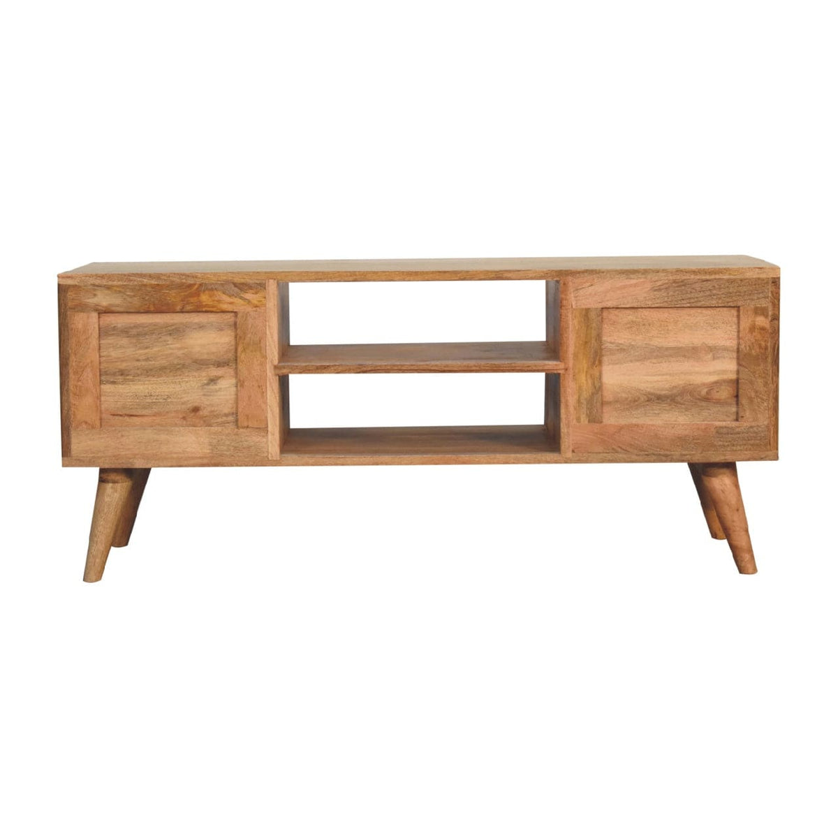 Mid-Century Modern Slade TV Stand - Solid Mango Wood Entertainment Center for Living Room - product view 8 showing...