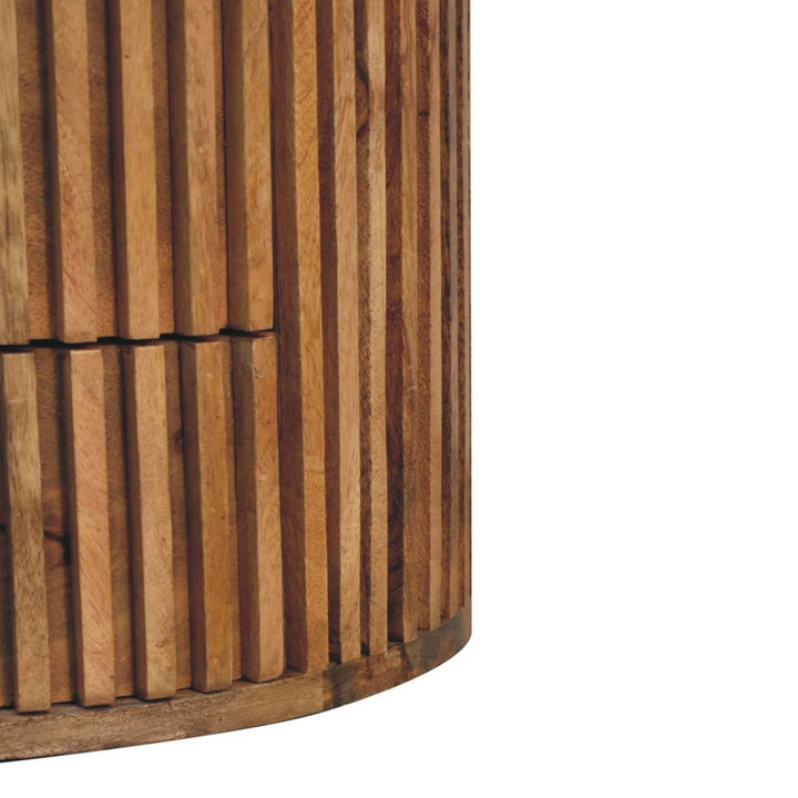 Rustic Soba Nightstand - Solid Mango Wood Bedside Table for Bedroom - product view 8 showing handcrafted solid mango wood...