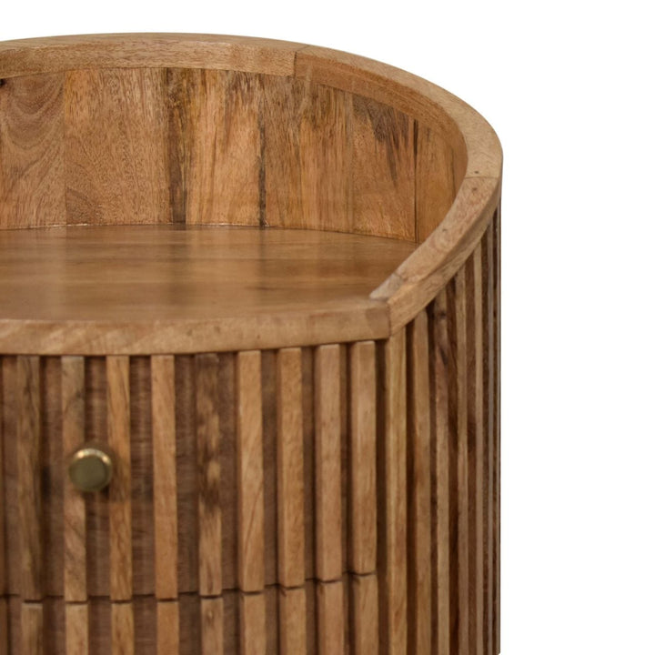 Rustic Soba Nightstand - Solid Mango Wood Bedside Table for Bedroom - product view 5 showing handcrafted solid mango wood...