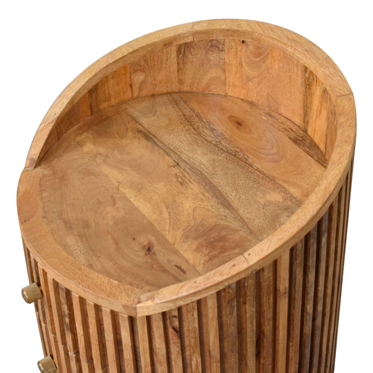 Rustic Soba Nightstand - Solid Mango Wood Bedside Table for Bedroom - product view 6 showing handcrafted solid mango wood...