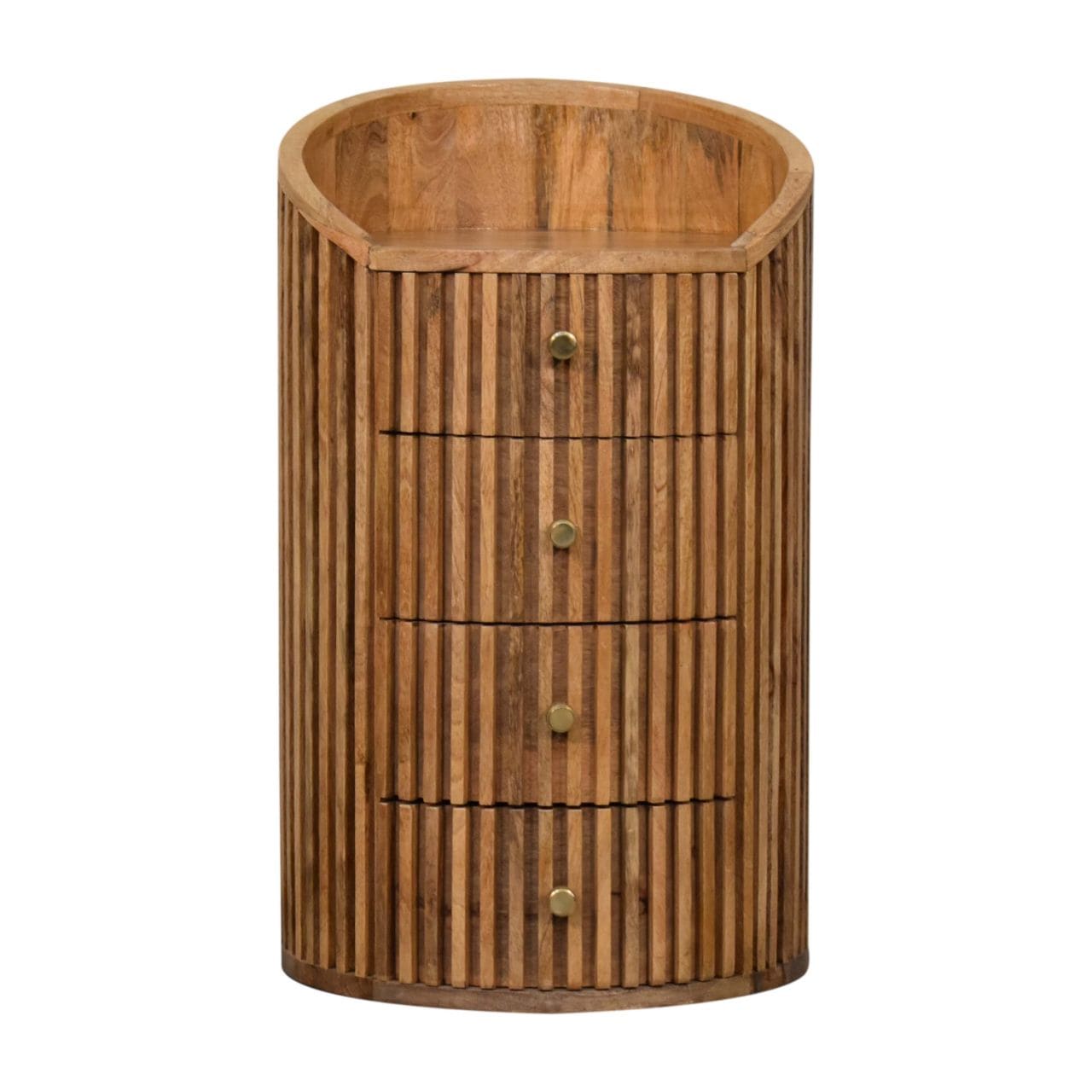 Rustic Soba Nightstand - Solid Mango Wood Bedside Table for Bedroom - product view 3 showing handcrafted solid mango wood...