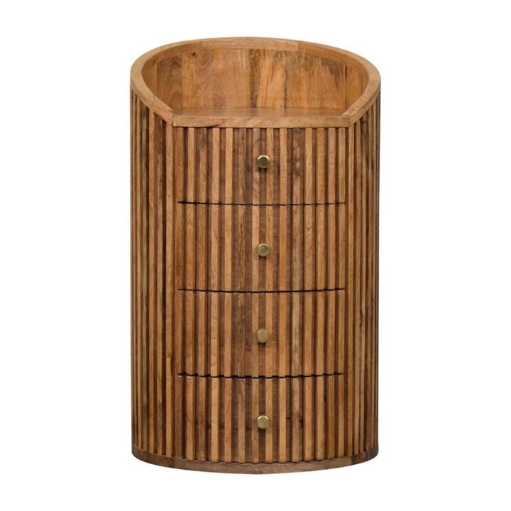 Rustic Soba Nightstand - Solid Mango Wood Bedside Table for Bedroom - product view 3 showing handcrafted solid mango wood...