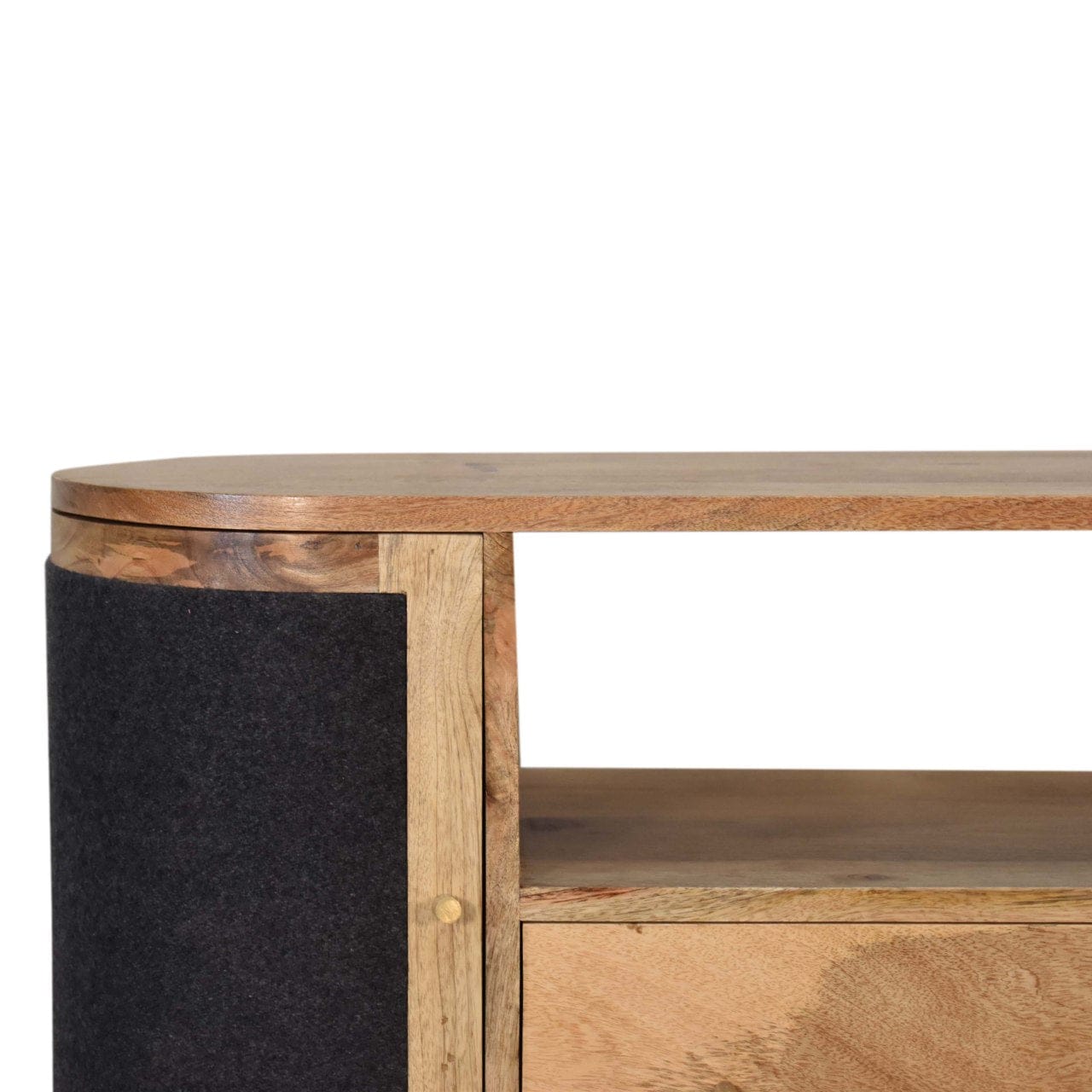 Mid-Century Modern Sofia Black TV Stand - Solid Mango Wood Entertainment Center for Living Room - product view 4 showing...