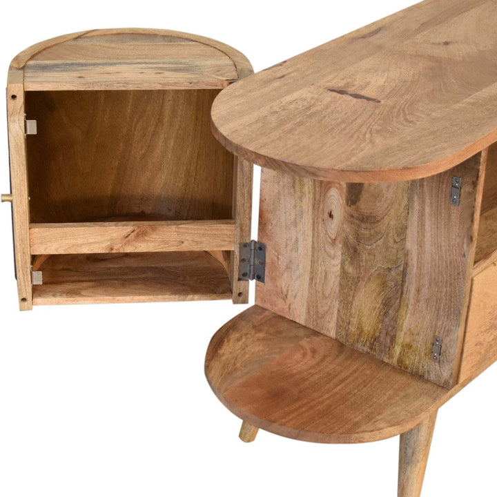 Mid-Century Modern Sofia Black TV Stand - Solid Mango Wood Entertainment Center for Living Room - product view 6 showing...