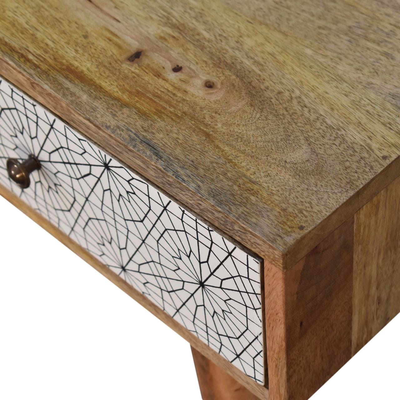 Mid-Century Modern Sendai Console Table - Solid Mango Wood Hallway Console for Entryway - product view 4 showing...