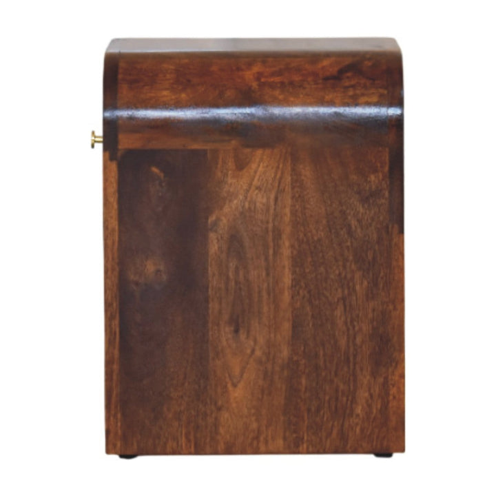 Mid-Century Modern Mini Darcy Chestnut Nightstand - Solid Mango Wood Bedside Table for Bedroom - product view 8 showing...
