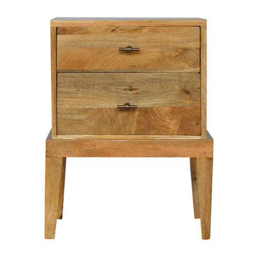 Mid-Century Modern Solid Wood Nightstand - Solid Mango Wood Bedside Table for Bedroom - product view 8 showing...