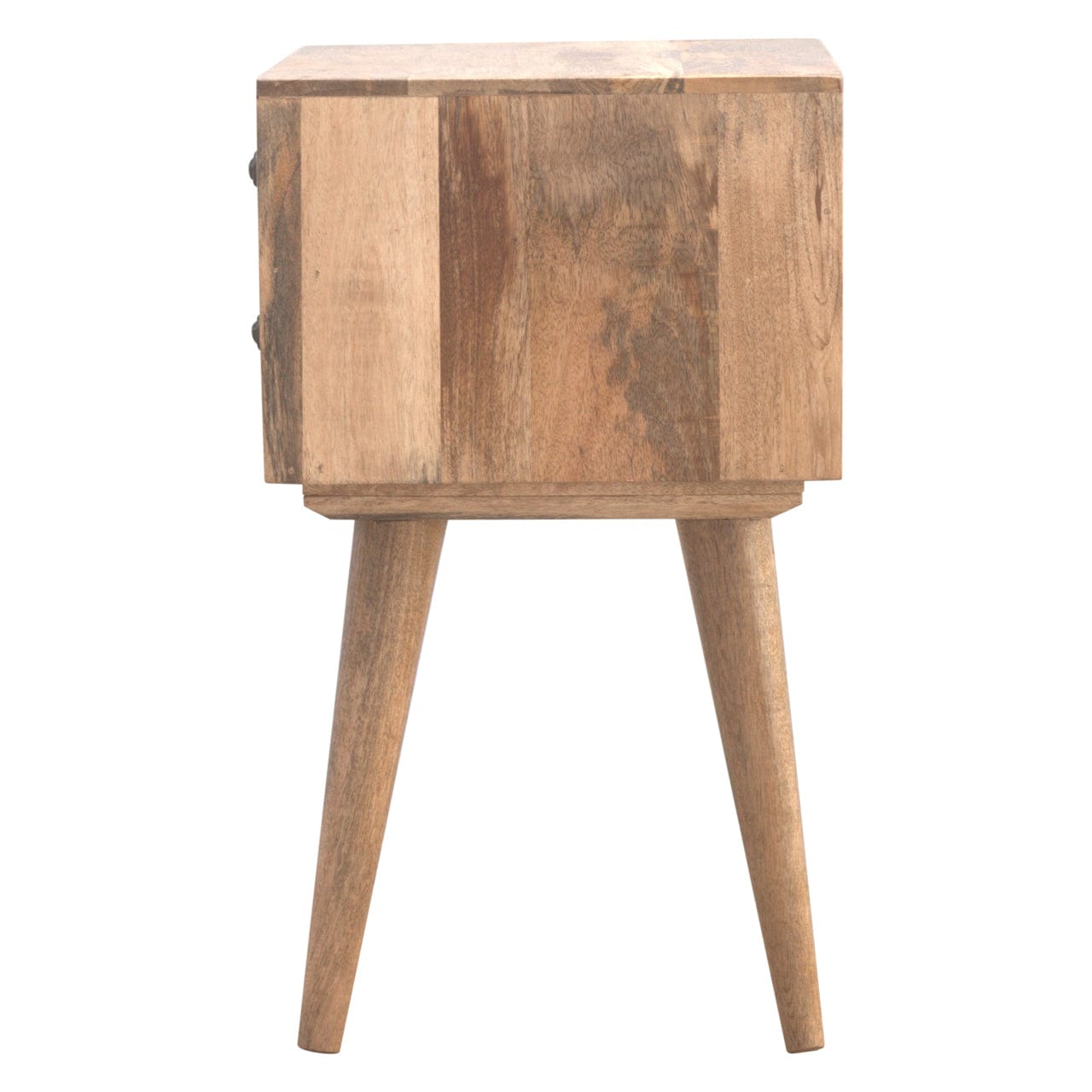 Solid Wood Nightstand - Solid Mango Wood Bedside Table for Bedroom - product view 8 showing handcrafted solid mango wood...