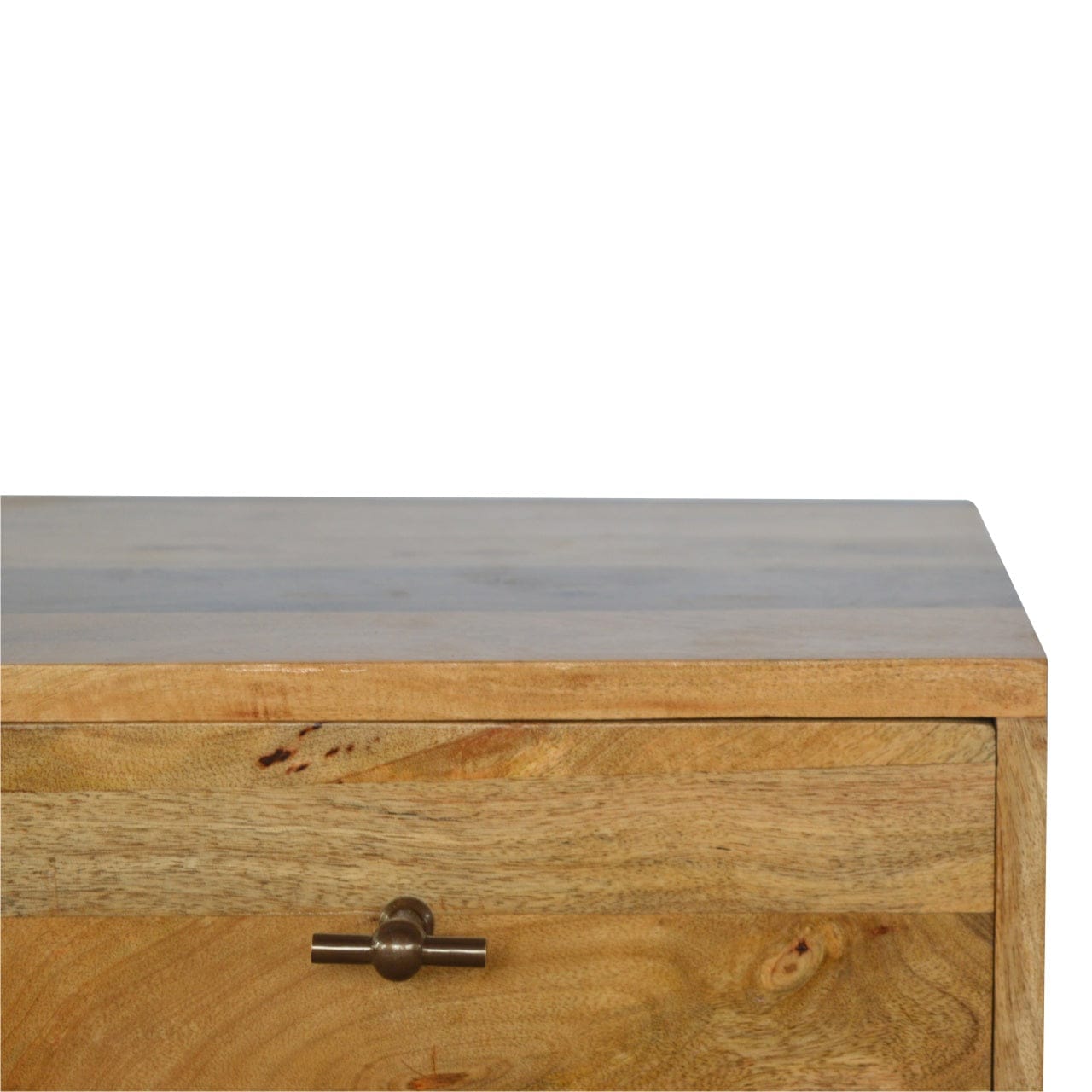 Mid-Century Modern Solid Wood Nightstand - Solid Mango Wood Bedside Table for Bedroom - product view 3 showing...