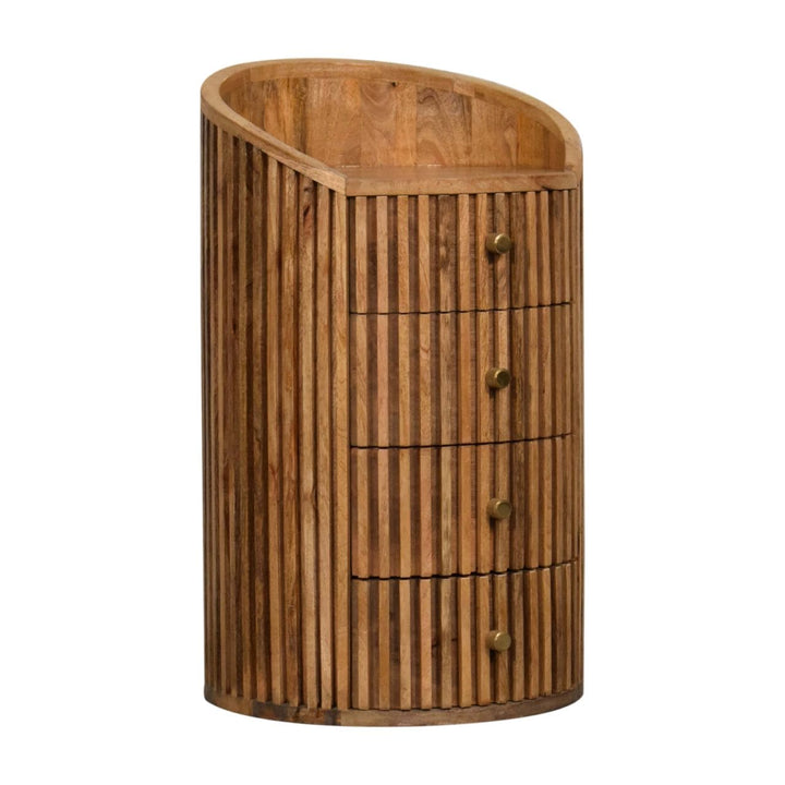 Rustic Soba Nightstand - Solid Mango Wood Bedside Table for Bedroom - product view 4 showing handcrafted solid mango wood...
