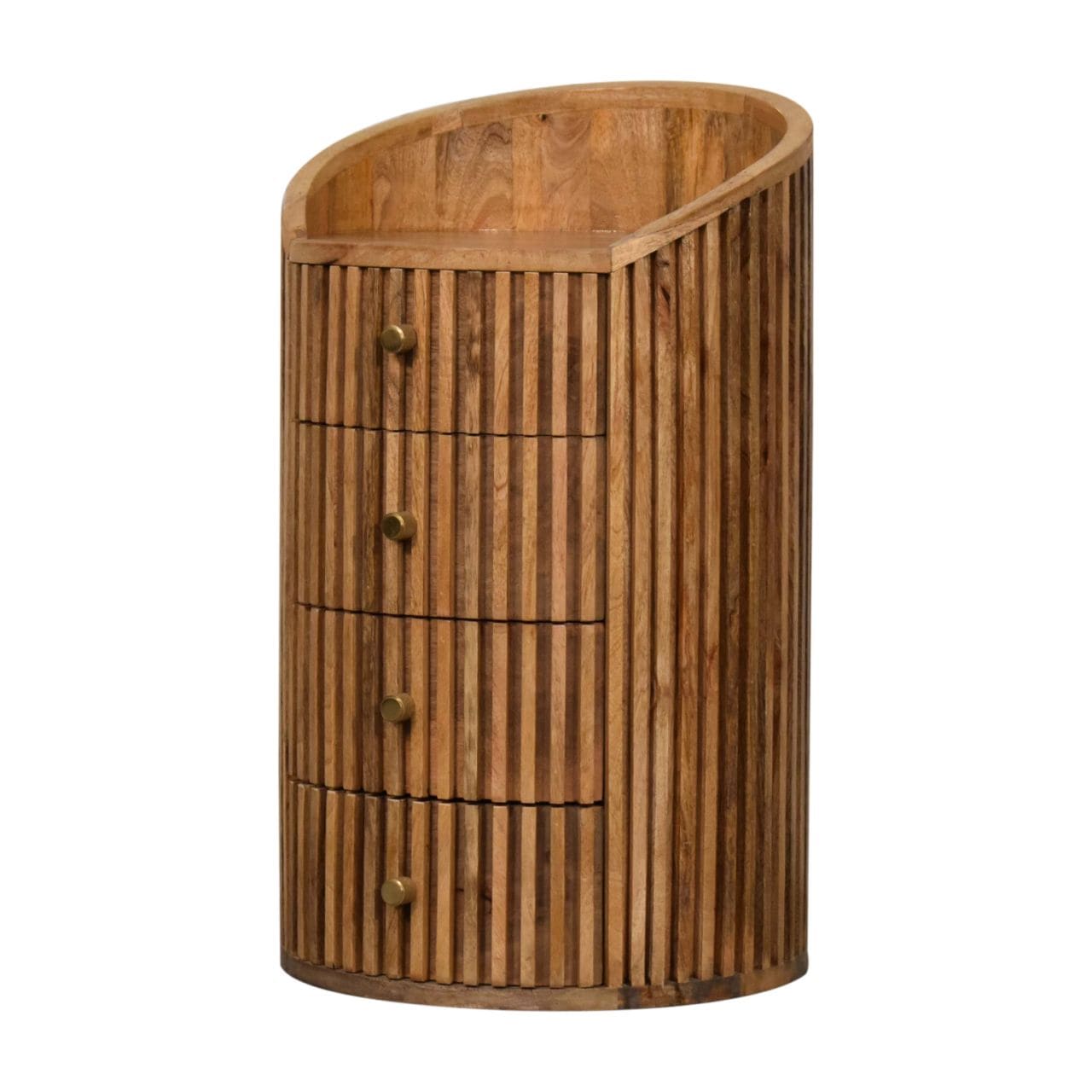 Rustic Soba Nightstand - Solid Mango Wood Bedside Table for Bedroom - product view 2 showing handcrafted solid mango wood...