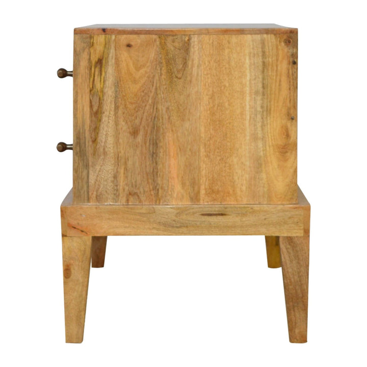 Mid-Century Modern T-Bar TV Stand - Solid Mango Wood Entertainment Center for Living Room - product view 7 showing...
