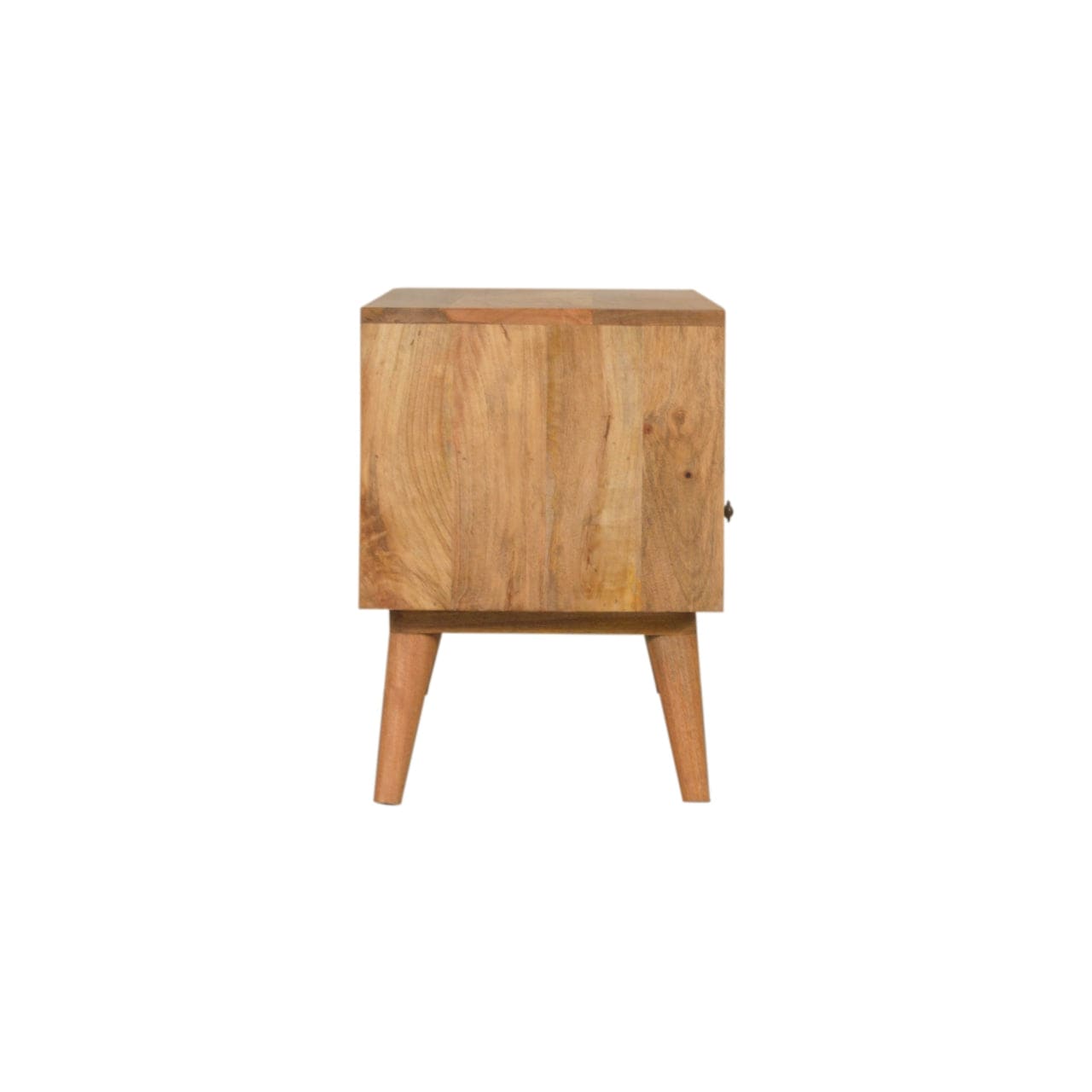 Mid-Century Modern Prima TV Unit - Entertainment Center in Solid Mango Wood - product view 7 showing handcrafted solid...