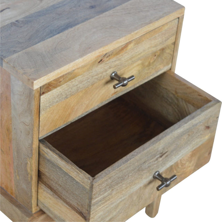 Mid-Century Modern Solid Wood Nightstand - Solid Mango Wood Bedside Table for Bedroom - product view 5 showing...