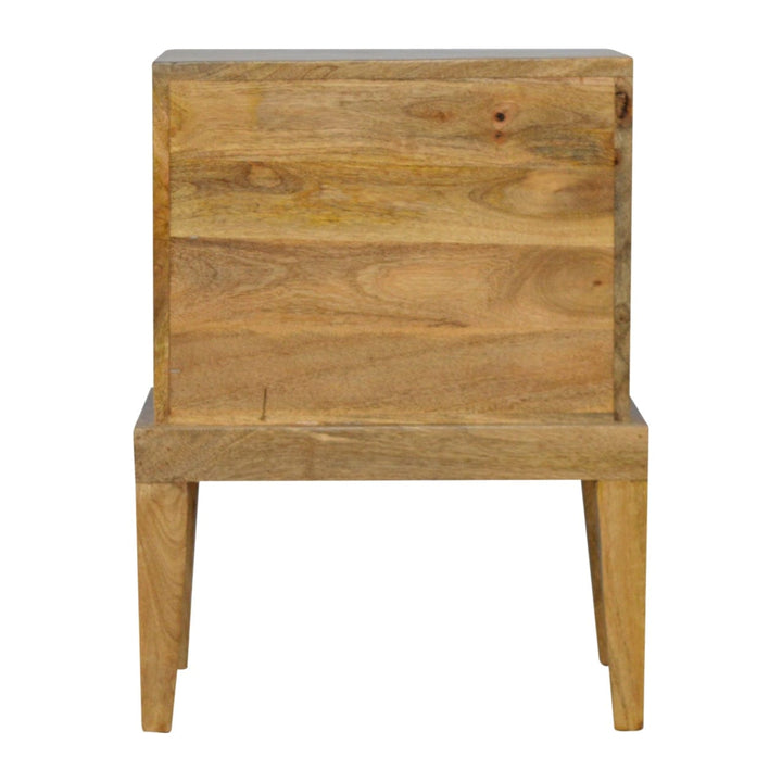 Mid-Century Modern Solid Wood Nightstand - Solid Mango Wood Bedside Table for Bedroom - product view 7 showing...