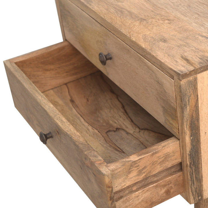Solid Wood Nightstand - Solid Mango Wood Bedside Table for Bedroom - product view 7 showing handcrafted solid mango wood...
