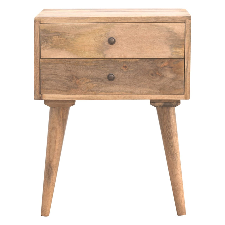 Solid Wood Nightstand - Solid Mango Wood Bedside Table for Bedroom - product view 2 showing handcrafted solid mango wood...