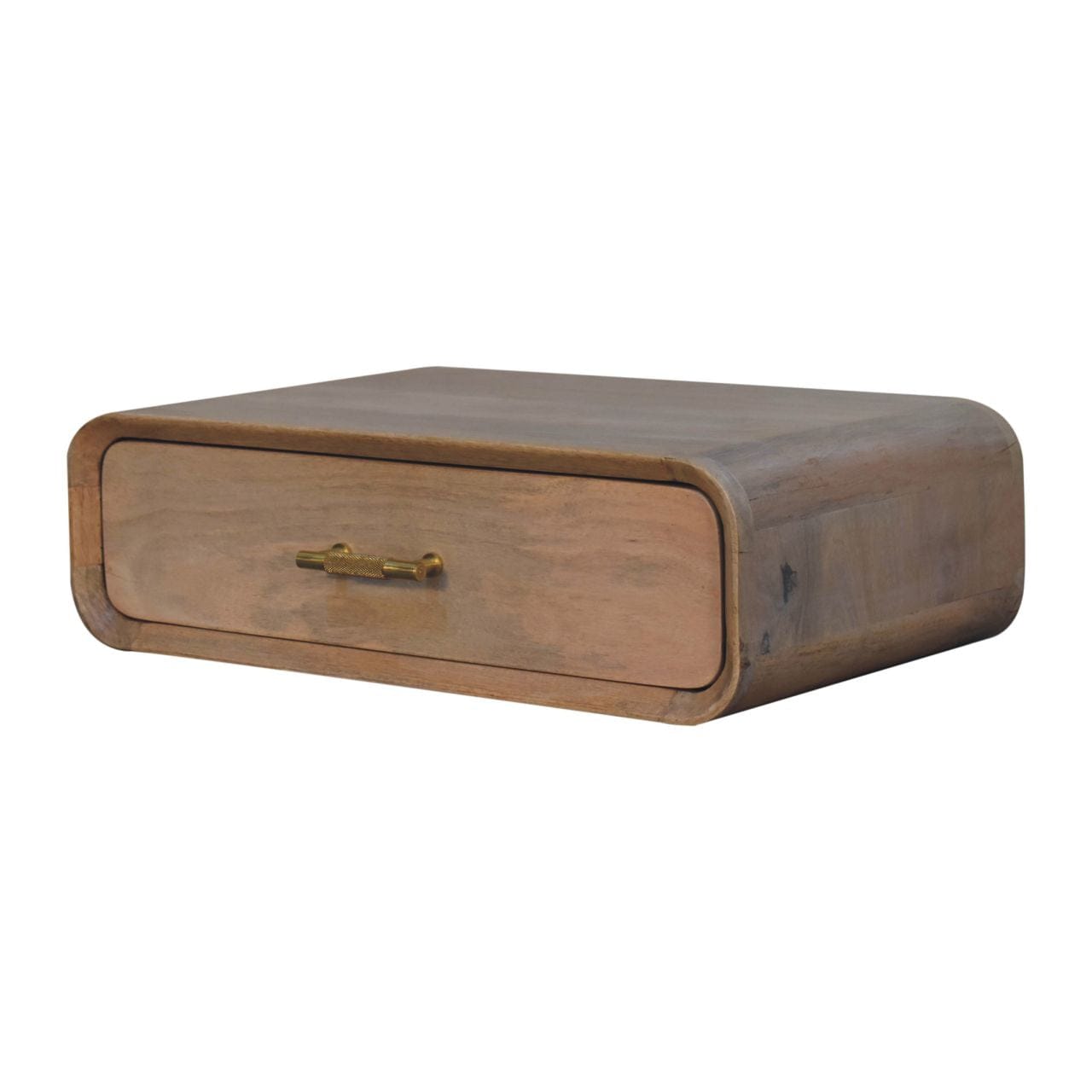 Mid-Century Modern Sonoma T-bar Floating Nightstand - Solid Mango Wood Bedside Table for Bedroom - product view 4 showing...