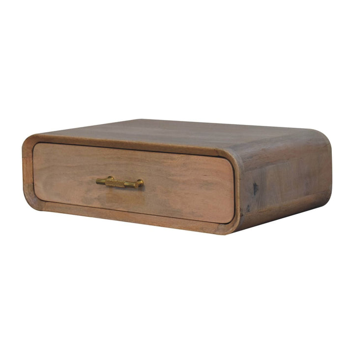 Mid-Century Modern Sonoma T-bar Floating Nightstand - Solid Mango Wood Bedside Table for Bedroom - product view 4 showing...