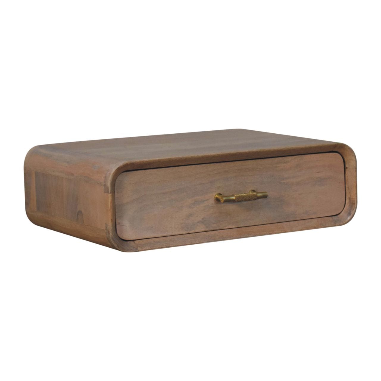Mid-Century Modern Sonoma T-bar Floating Nightstand - Solid Mango Wood Bedside Table for Bedroom - product view 3 showing...