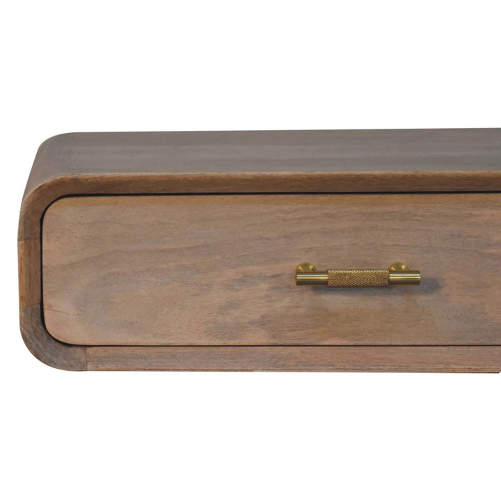 Mid-Century Modern Sonoma T-bar Floating Nightstand - Solid Mango Wood Bedside Table for Bedroom - product view 5 showing...
