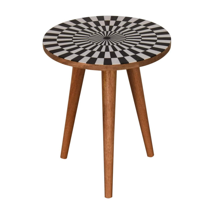 Mid-Century Modern Spiral End Table - Solid Mango Wood Side Table for Living Room - product view 2 showing handcrafted...