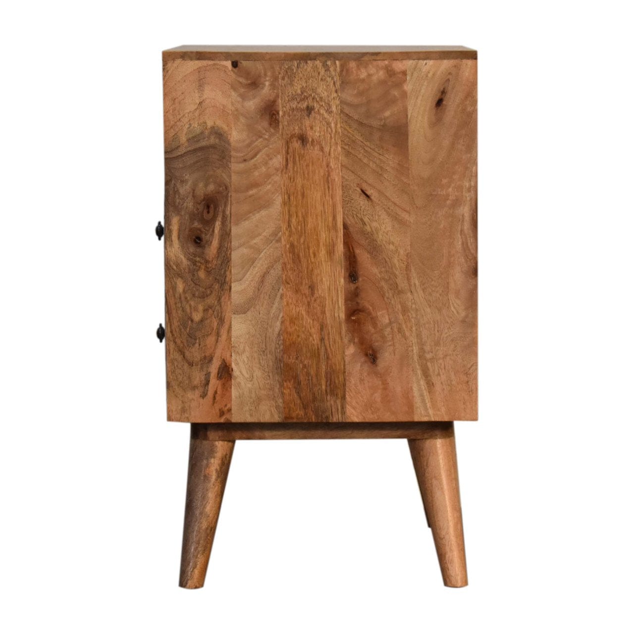 Mid-Century Modern Stella Nightstand - Solid Mango Wood Bedside Table for Bedroom - product view 7 showing handcrafted...