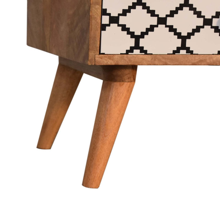 Mid-Century Modern Stella Nightstand - Solid Mango Wood Bedside Table for Bedroom - product view 6 showing handcrafted...