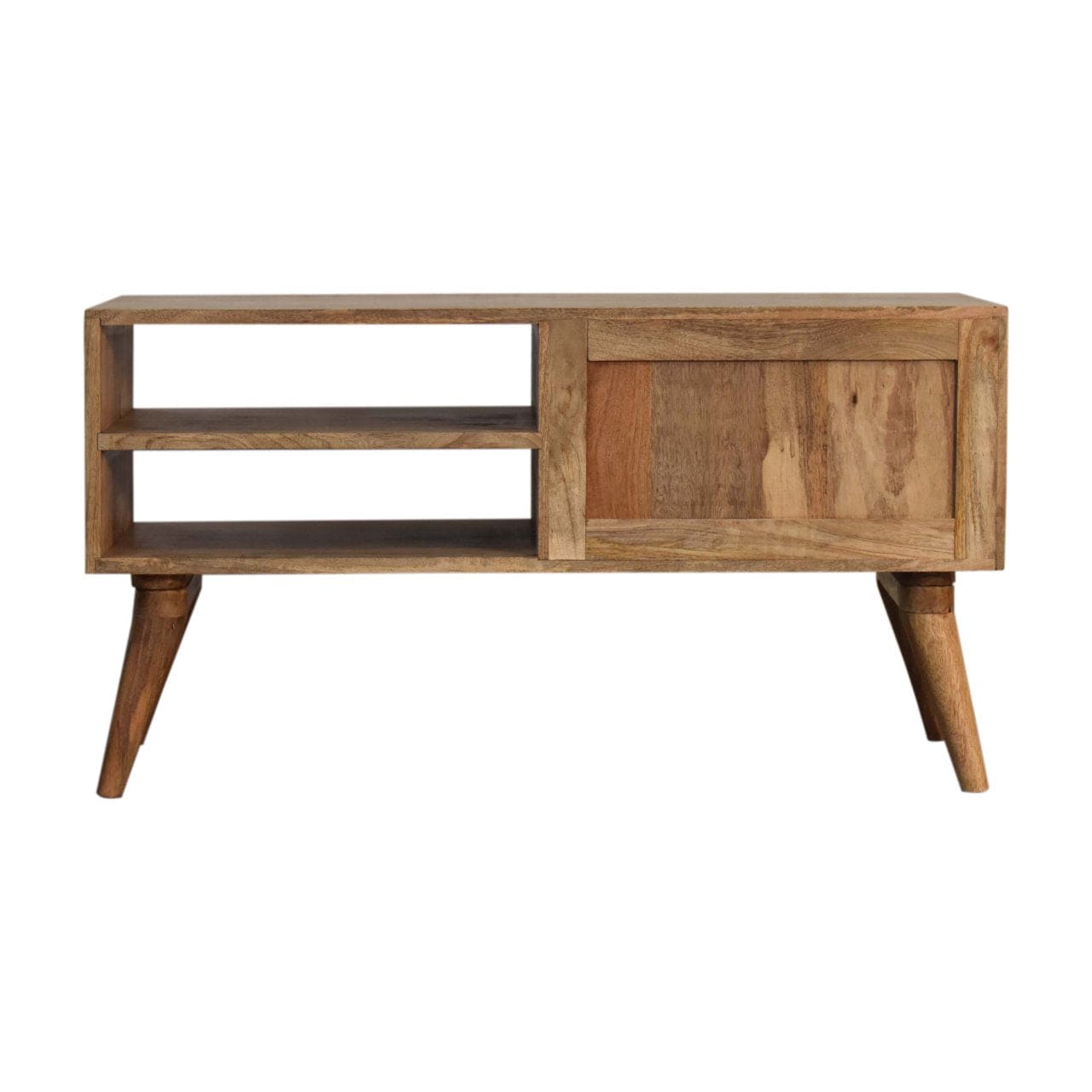 Mid-Century Modern Stella TV Stand - Solid Mango Wood Entertainment Center for Living Room - product view 8 showing...