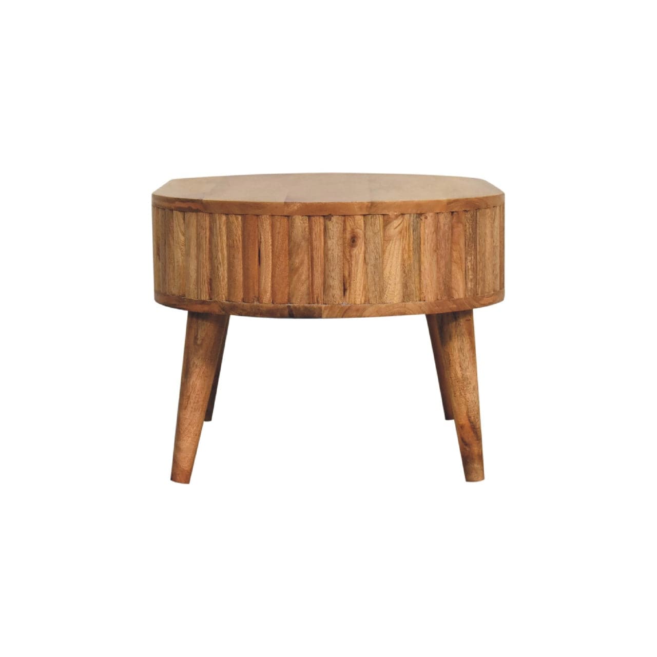 Mid-Century Modern Stripe Coffee Table - Solid Mango Wood Center Table for Living Room - product view 9 showing...