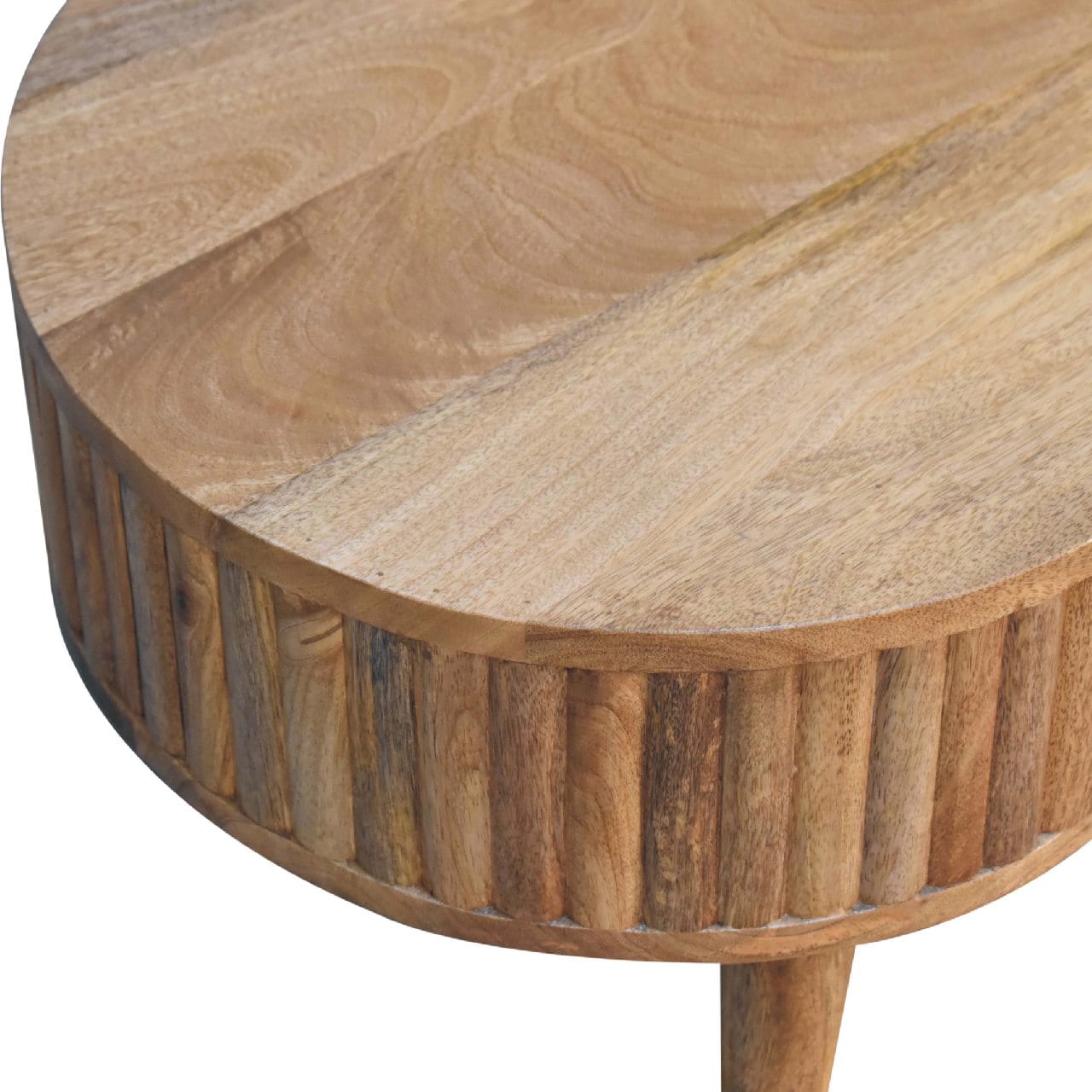 Mid-Century Modern Stripe Coffee Table - Solid Mango Wood Center Table for Living Room - product view 5 showing...