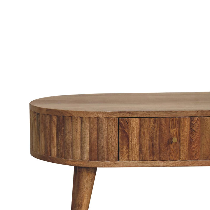 Mid-Century Modern Stripe Coffee Table - Solid Mango Wood Center Table for Living Room - product view 4 showing...