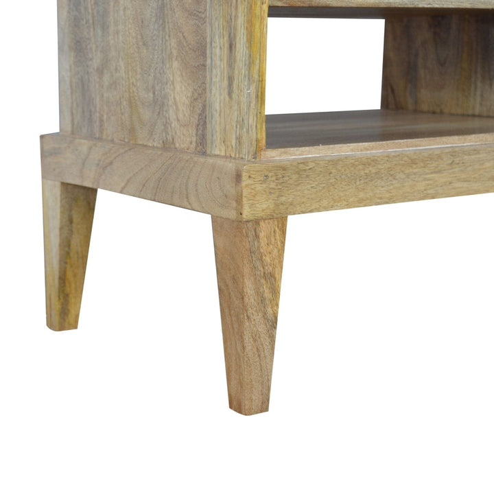 Mid-Century Modern T-Bar TV Stand - Solid Mango Wood Entertainment Center for Living Room - product view 6 showing...