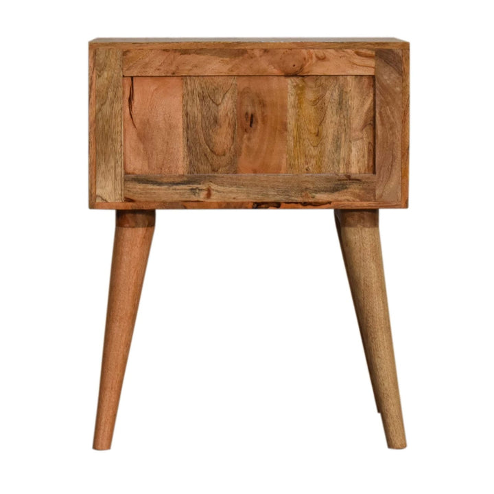 Mid-Century Modern Teal Solid Wood Nightstand - Solid Mango Wood Bedside Table for Bedroom - product view 8 showing...