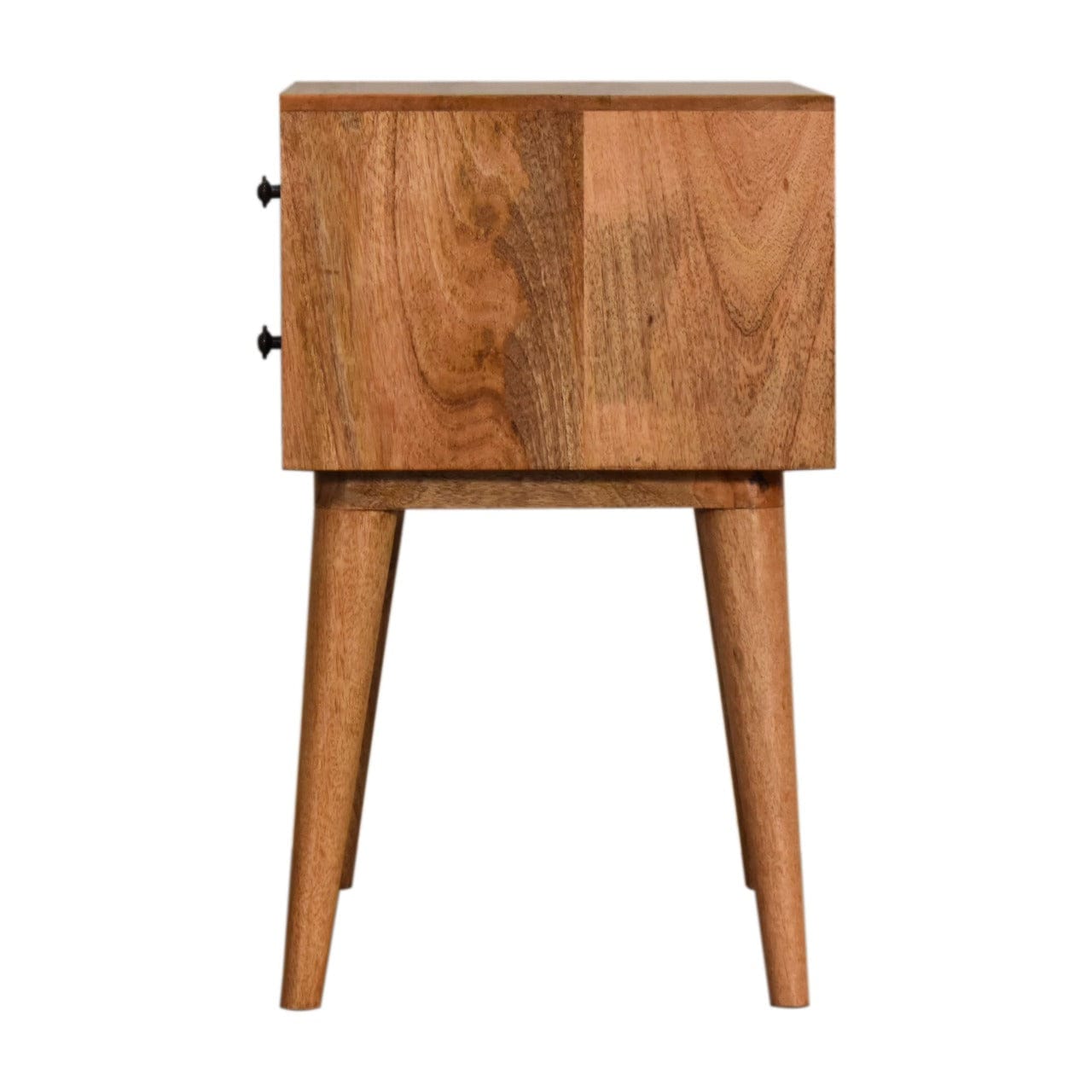 Mid-Century Modern Teal Solid Wood Nightstand - Solid Mango Wood Bedside Table for Bedroom - product view 7 showing...