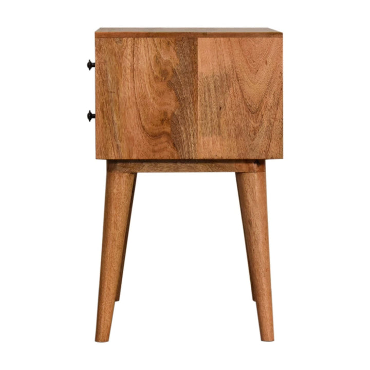 Mid-Century Modern Teal Solid Wood Nightstand - Solid Mango Wood Bedside Table for Bedroom - product view 7 showing...