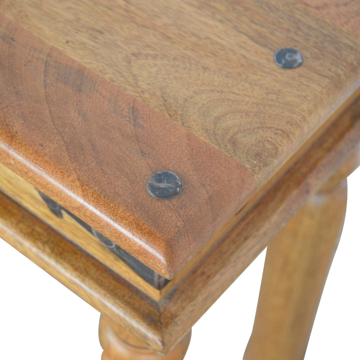 Mid-Century Modern Thakat End Table - Solid Mango Wood Side Table for Living Room - product view 7 showing handcrafted...