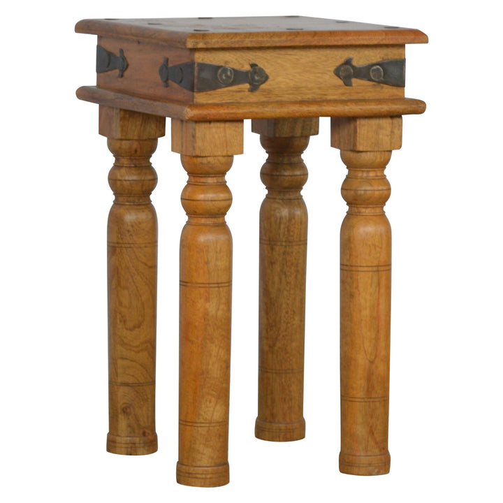 Mid-Century Modern Thakat End Table - Solid Mango Wood Side Table for Living Room - product view 2 showing handcrafted...