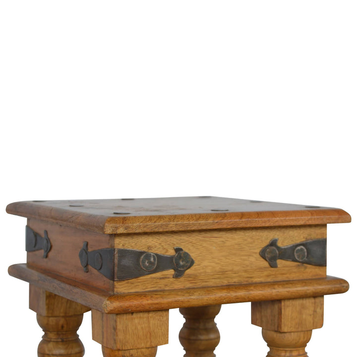 Mid-Century Modern Thakat End Table - Solid Mango Wood Side Table for Living Room - product view 6 showing handcrafted...